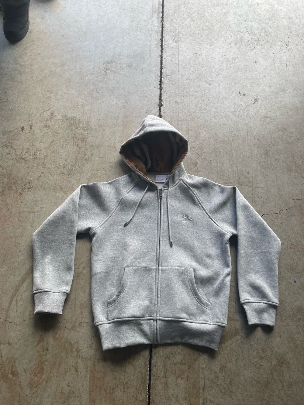 Burberry Grey Hoodie with Signature Check Lining